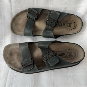 Mephisto Nerio Dark Gray/Black Slide Sandals